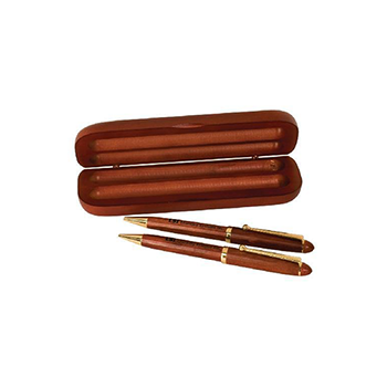 Rosewood Finished Pens And Case