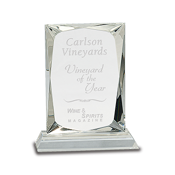 Carlson Vineyards Vineyard of the year Wine & Spirits Magazine Engraved on Rectangular Premier Crystal Award